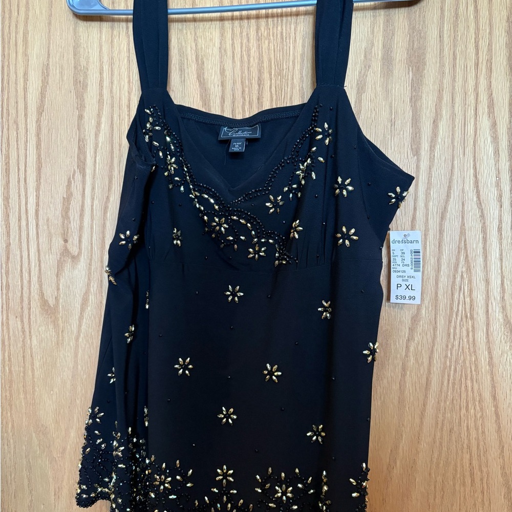 Dress Barn Black Embellished Asymmetrical Camisole